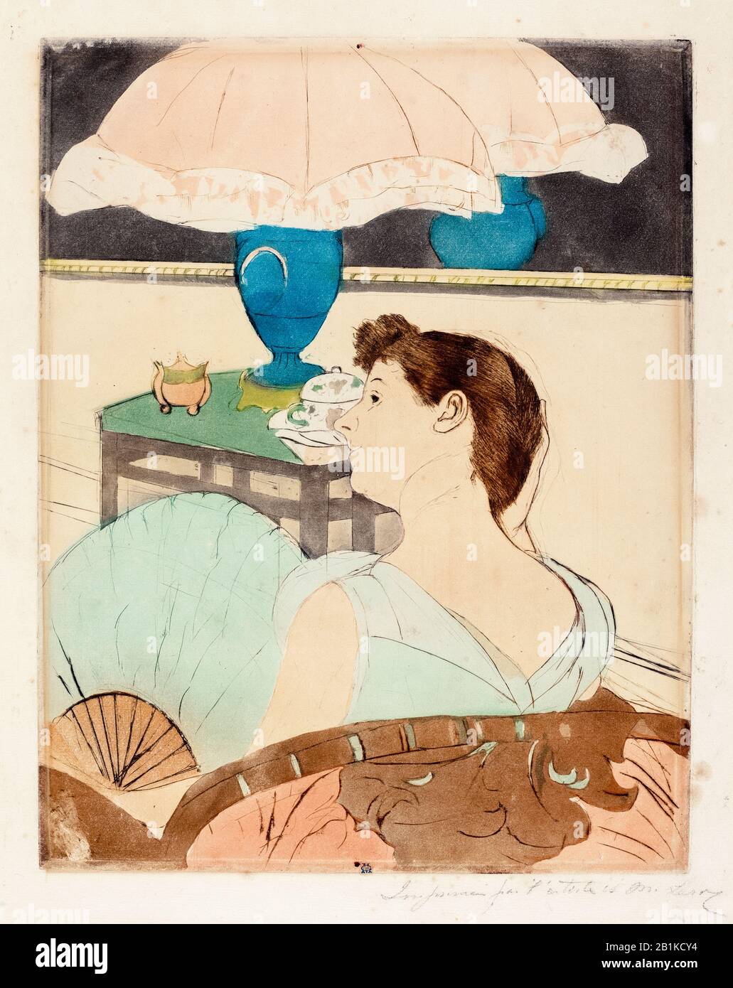 Mary Cassatt, stampa a secco a colori, la lampada, 1890-1891 Foto Stock