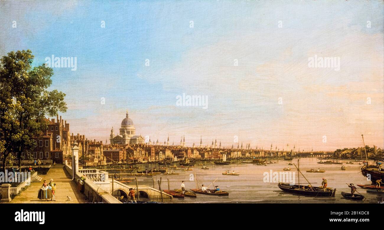 Canaletto, la città Da Vicino alla Terrazza di Somerset House, Londra, pittura paesaggio, circa 1750 Foto Stock