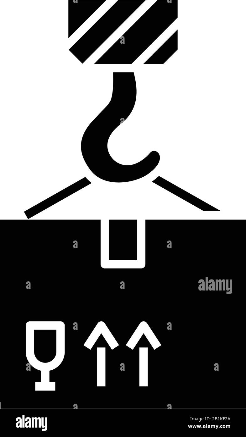 Icona nero del movimento del carico, illustrazione concettuale, simbolo piatto vettoriale, simbolo glifo. Illustrazione Vettoriale