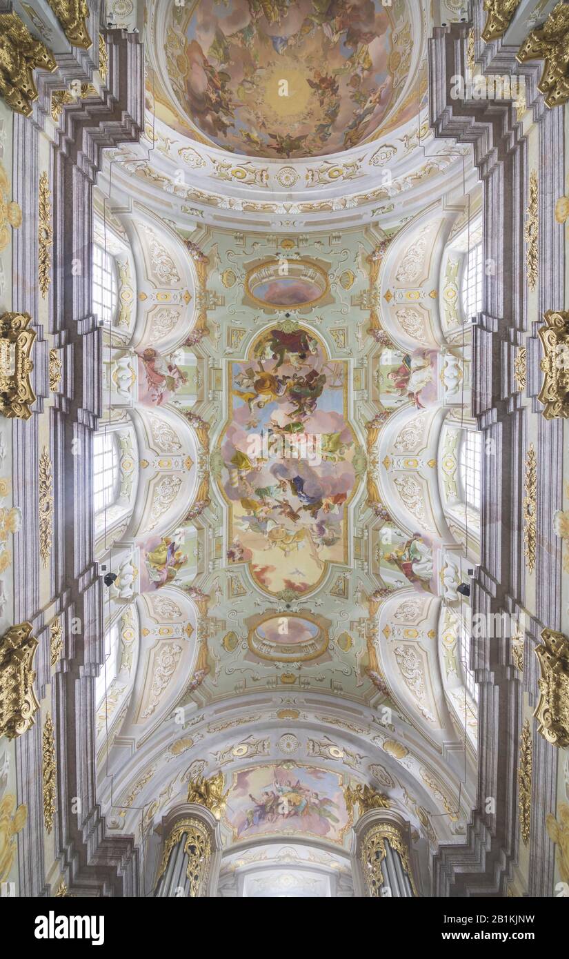 Soffitto pittura pellegrinaggio chiesa, Sonntagberg, Bassa Austria, Austria Foto Stock