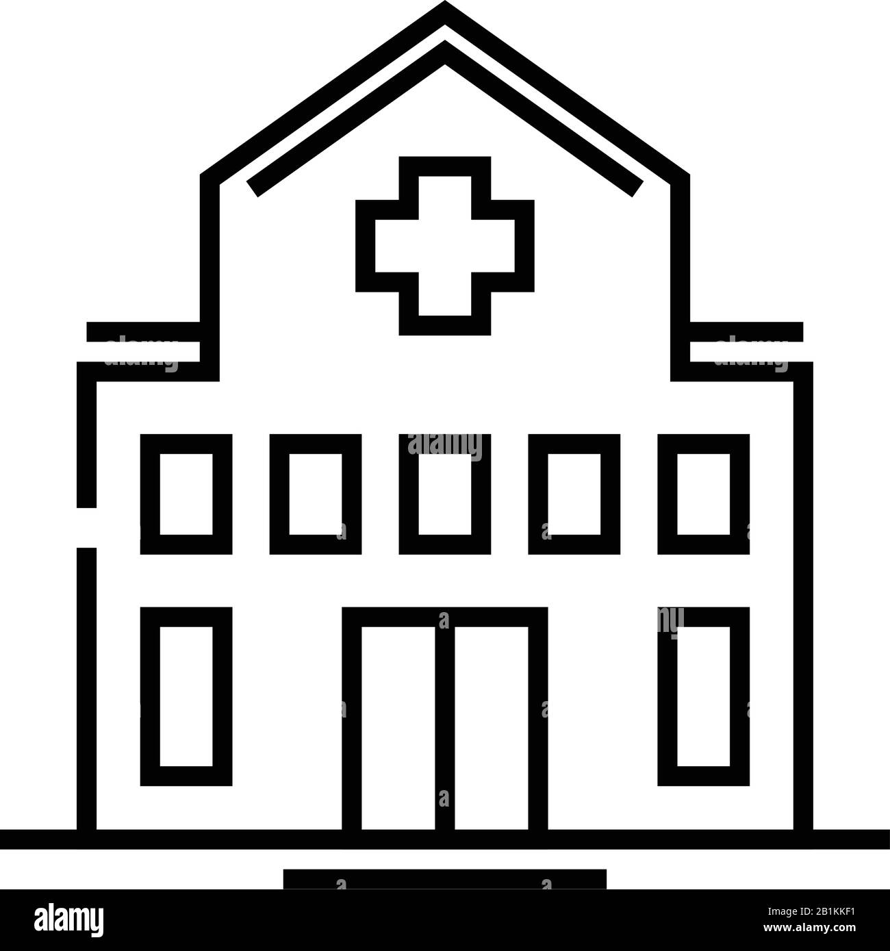 Icona della linea di costruzione dell'ospedale, simbolo concettuale, illustrazione del vettore di contorno, simbolo lineare. Illustrazione Vettoriale