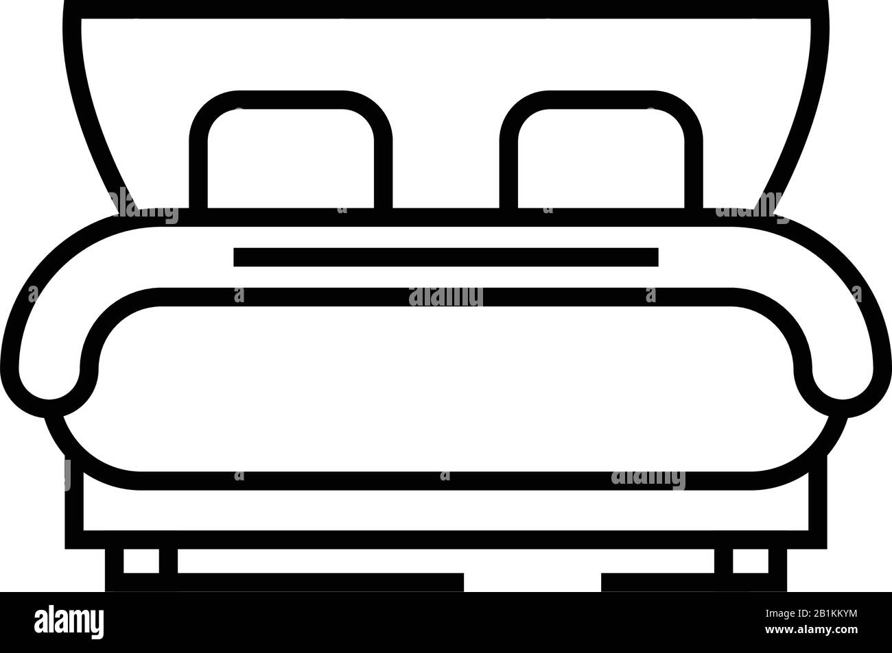 Icona della linea letto dell'hotel, simbolo concettuale, illustrazione vettoriale del contorno, simbolo lineare. Illustrazione Vettoriale