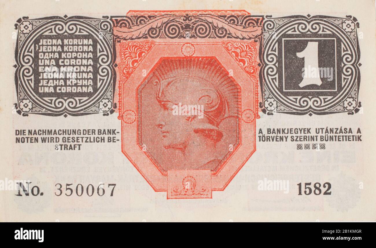 Nota bancaria austriaca 1 Krone del 1916 Foto Stock