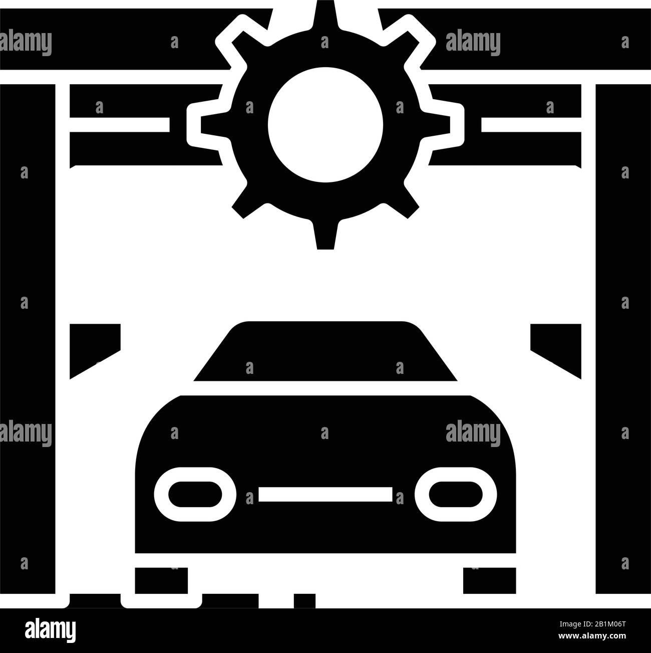 Icona nera del servizio auto, illustrazione concettuale, simbolo piatto vettoriale, simbolo glifo. Illustrazione Vettoriale