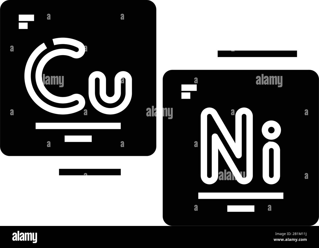 Icona nera degli elementi chimici, illustrazione concettuale, simbolo piatto vettoriale, simbolo glifo. Illustrazione Vettoriale