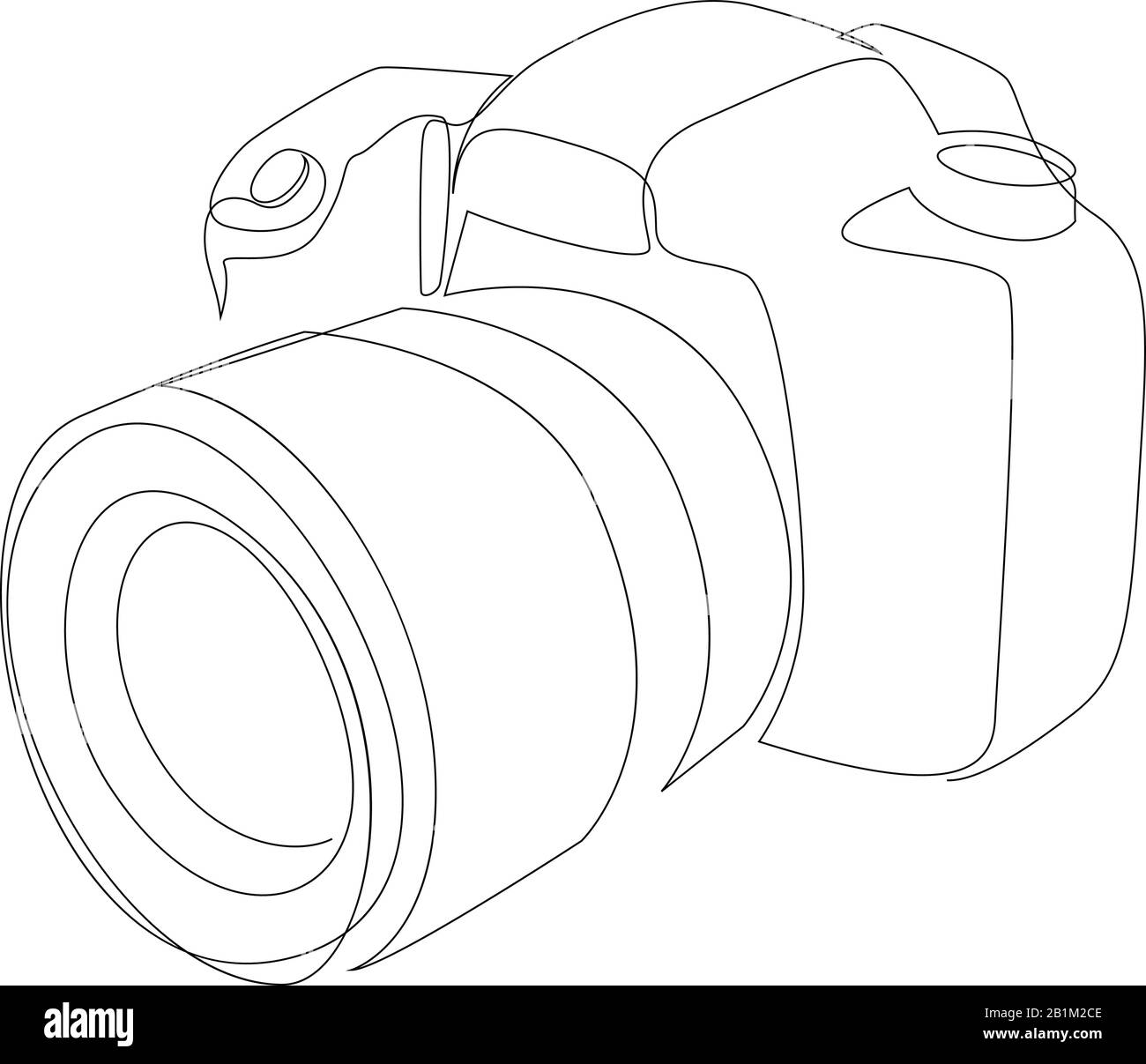 Fotocamera reflex digitale vettoriale con un disegno a linea singola continuo. Stile artistico minimale. Attrezzature fotografiche concetto di disegno di linea continua di disegno illus Illustrazione Vettoriale
