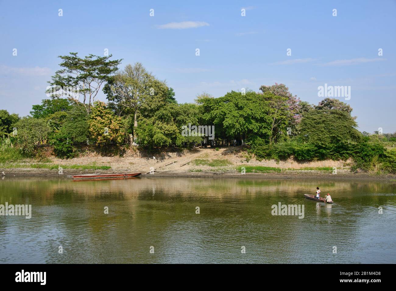 Vista sul fiume Magdalena in Santa Cruz de Mompox coloniale, Bolivar, Colombia Foto Stock