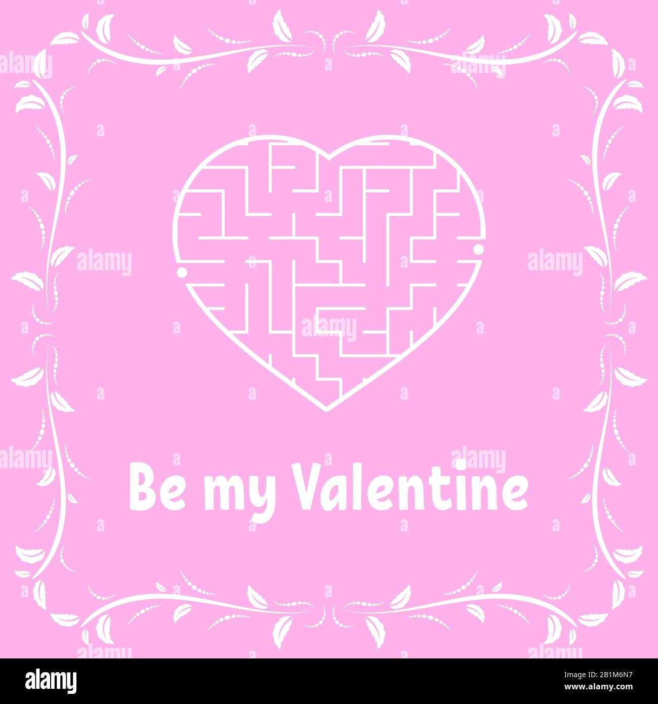 Biglietto d'auguri a colori con labirinto a forma di cuore. Buon San Valentino. Giochi per bambini e adulti. Puzzle per bambini. Labirinto enigma. Illustrazione vettoriale Illustrazione Vettoriale