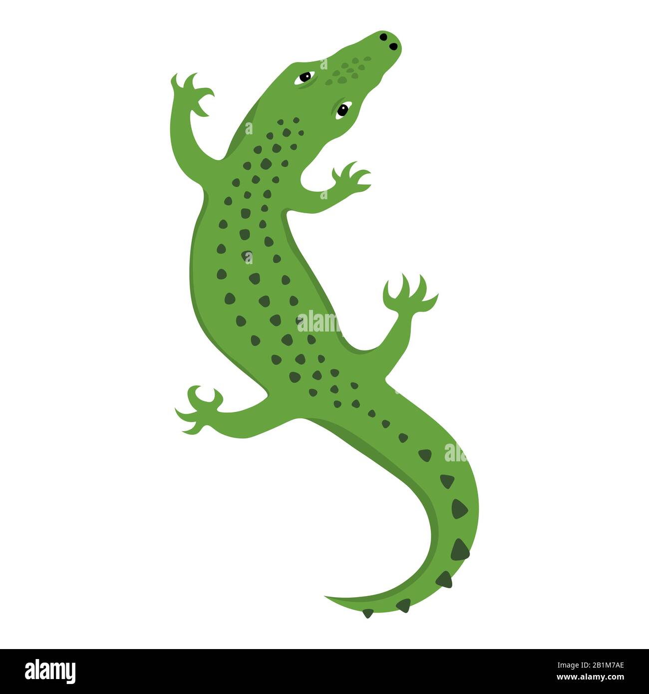 Vista dall'alto del coccodrillo Reptile Lizard o Alligator, vettore animale selvatico isolato Illustrazione Vettoriale