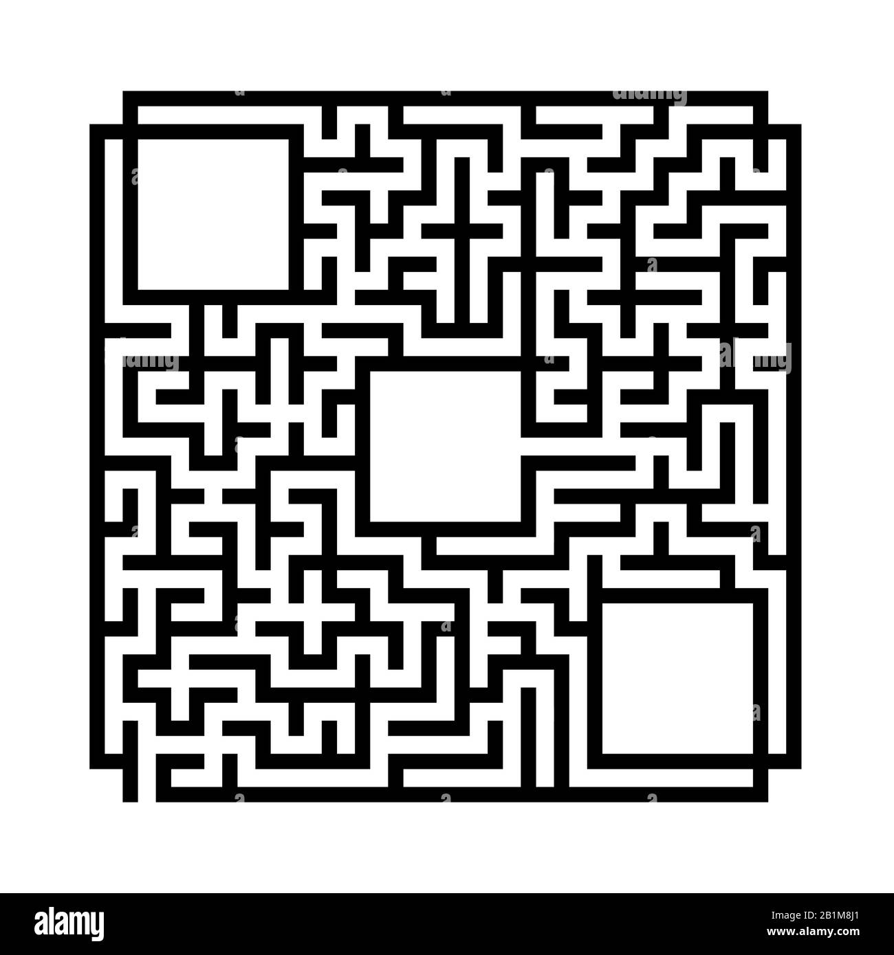 Labirinto quadrato astratto. Gioco per bambini. Puzzle per bambini.Labyrinth enigma. Immagine vettoriale piatta isolata su sfondo bianco. Con posto per yo Illustrazione Vettoriale