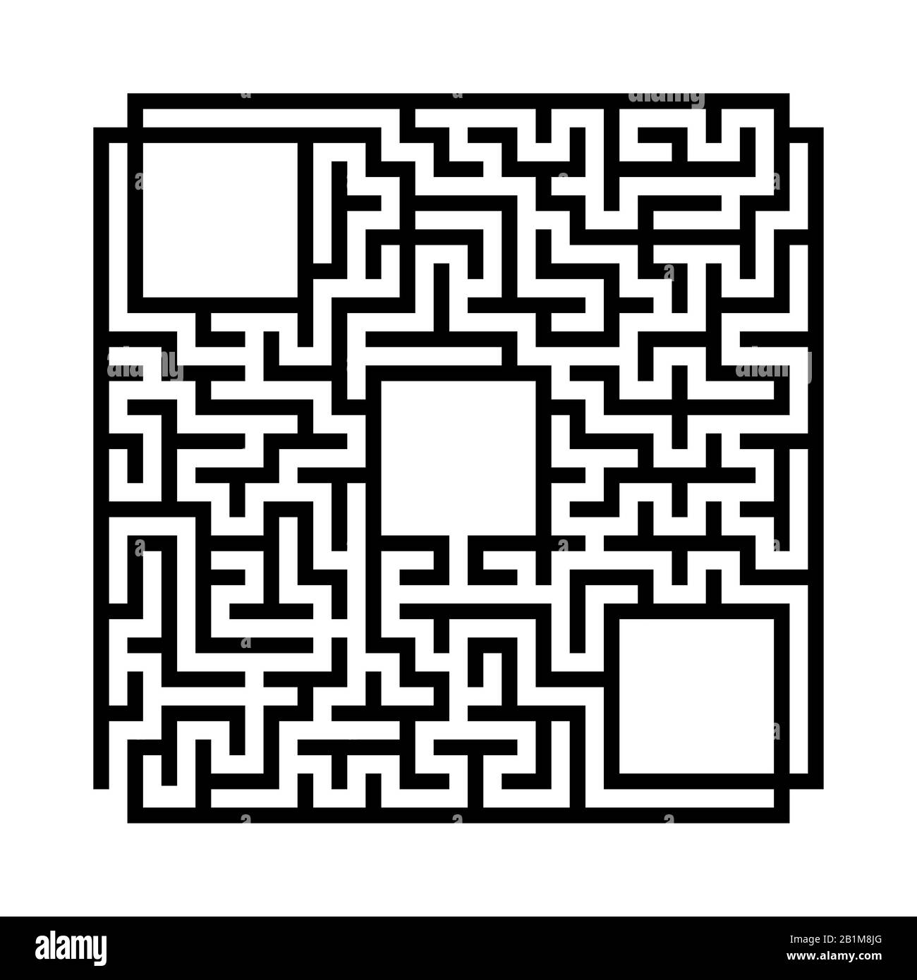 Labirinto quadrato astratto. Gioco per bambini. Puzzle per bambini.Labyrinth enigma. Immagine vettoriale piatta isolata su sfondo bianco. Con posto per yo Illustrazione Vettoriale