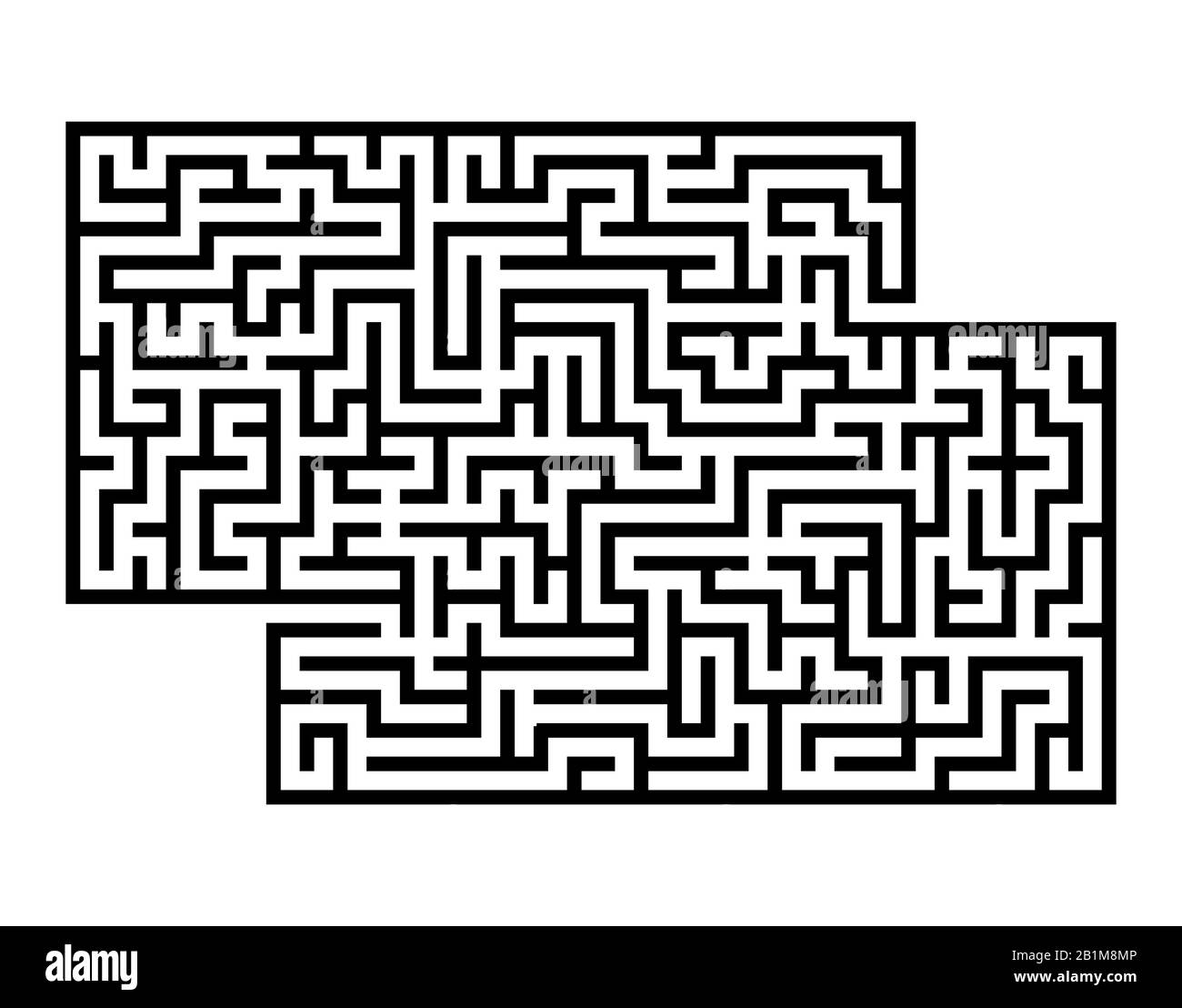 Labirinto rettangolare astratto. Gioco per bambini. Puzzle per bambini. Labirinto enigma. Immagine vettoriale piatta isolata su sfondo bianco. Con posto Illustrazione Vettoriale