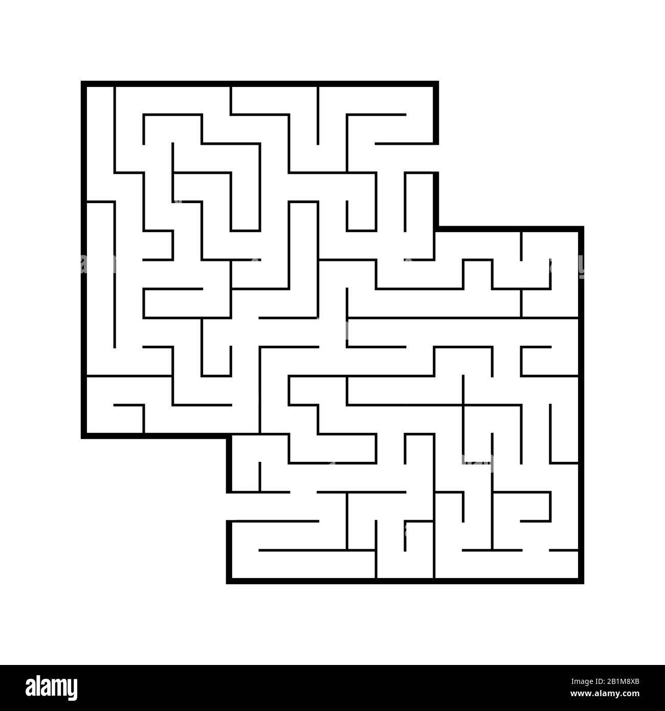 Labirinto quadrato astratto. Gioco per bambini. Puzzle per bambini. Labirinto enigma. Immagine vettoriale piatta isolata su sfondo bianco. Con posto per y Illustrazione Vettoriale