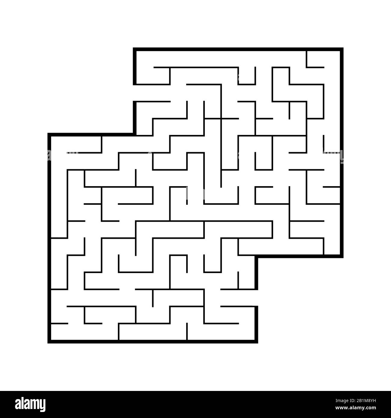 Labirinto quadrato astratto. Gioco per bambini. Puzzle per bambini. Labirinto enigma. Immagine vettoriale piatta isolata su sfondo bianco. Con posto per y Illustrazione Vettoriale