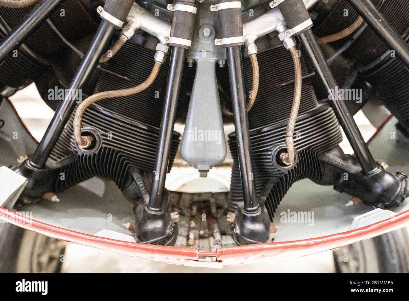 parte inferiore di un motore di prop di aeroplano Foto Stock
