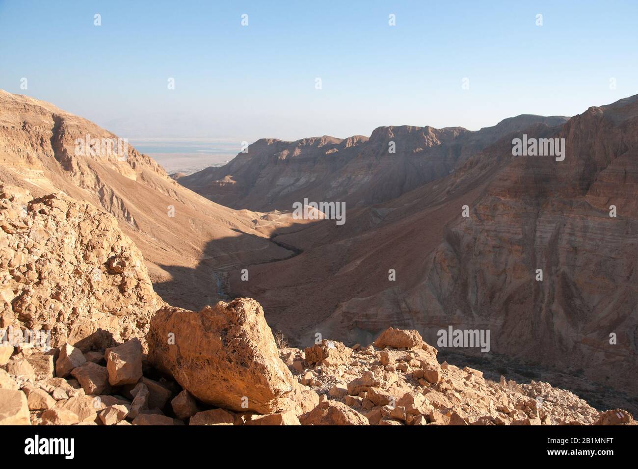 Israele attrazione per i turisti - deserti pietra ned mare morto Foto Stock