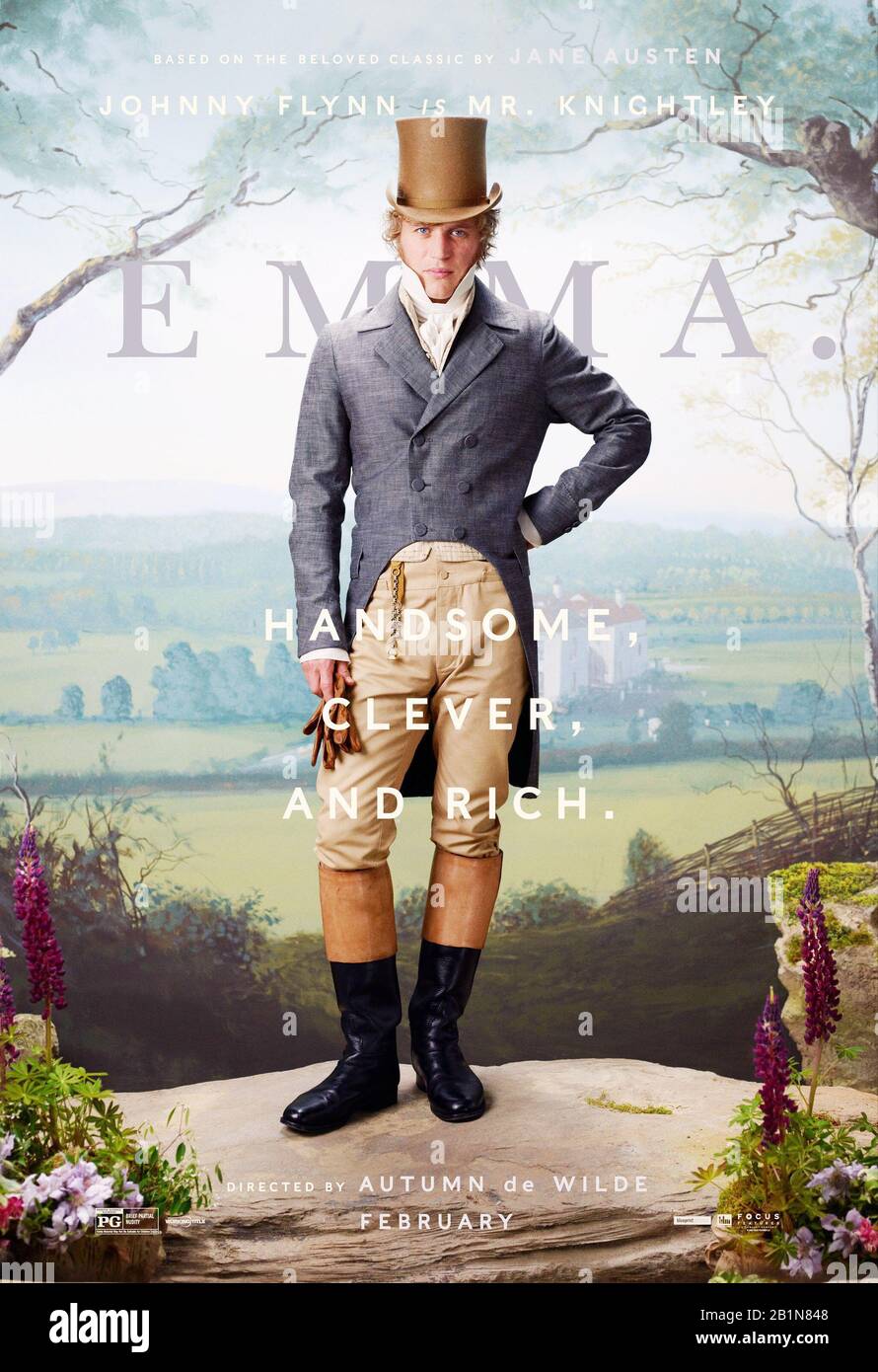 Emma, il poster dei personaggi degli Stati Uniti, Johnny Flynn come  Knightley, 2020. © Focus Features / Courtesy Everett Collection Foto stock  - Alamy