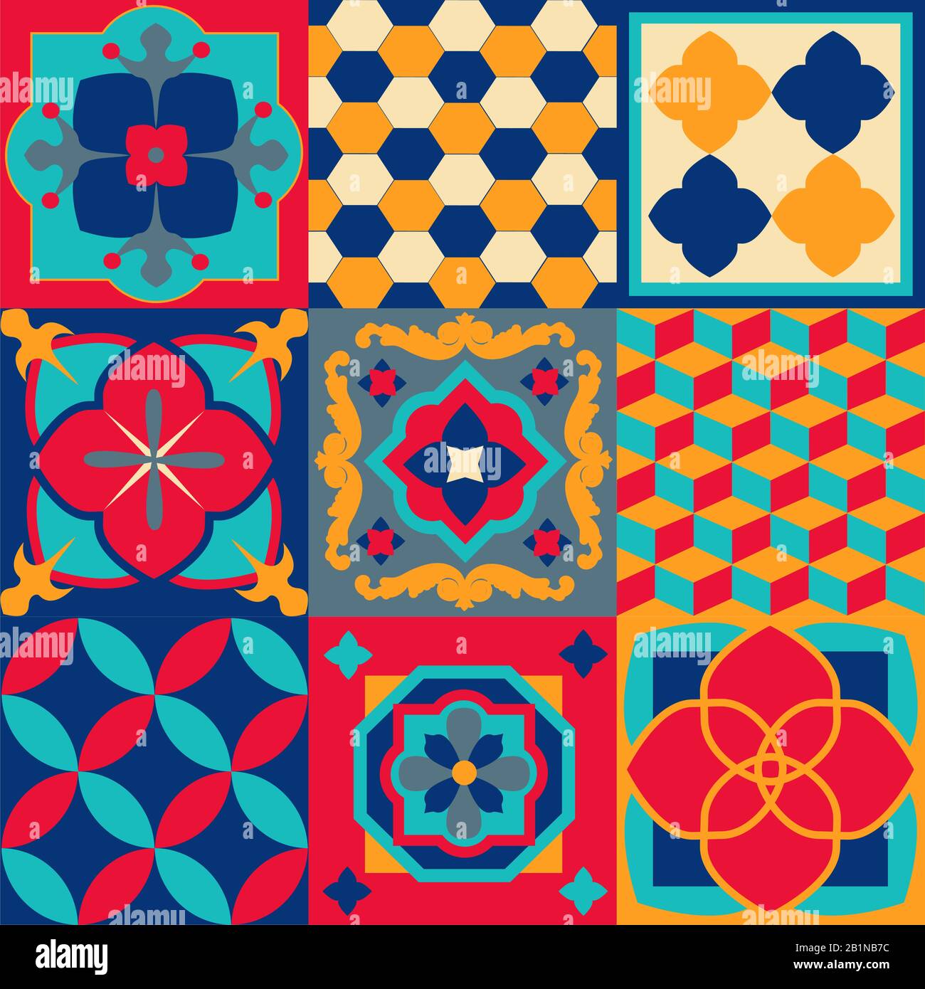 Vettore schema piastrelle idrauliche. Mosaico colorato. Illustrazione Vettoriale