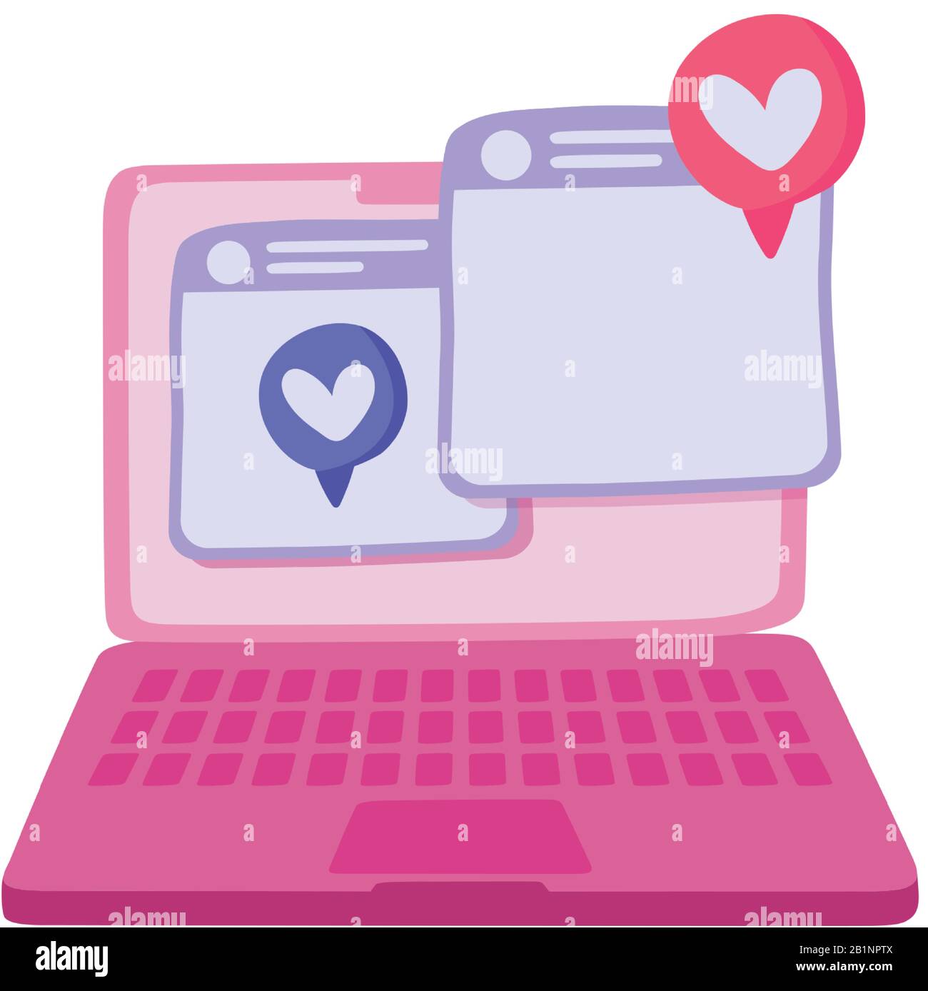 computer portatile rosa e cuori intorno su sfondo bianco, illustrazione  vettoriale Immagine e Vettoriale - Alamy