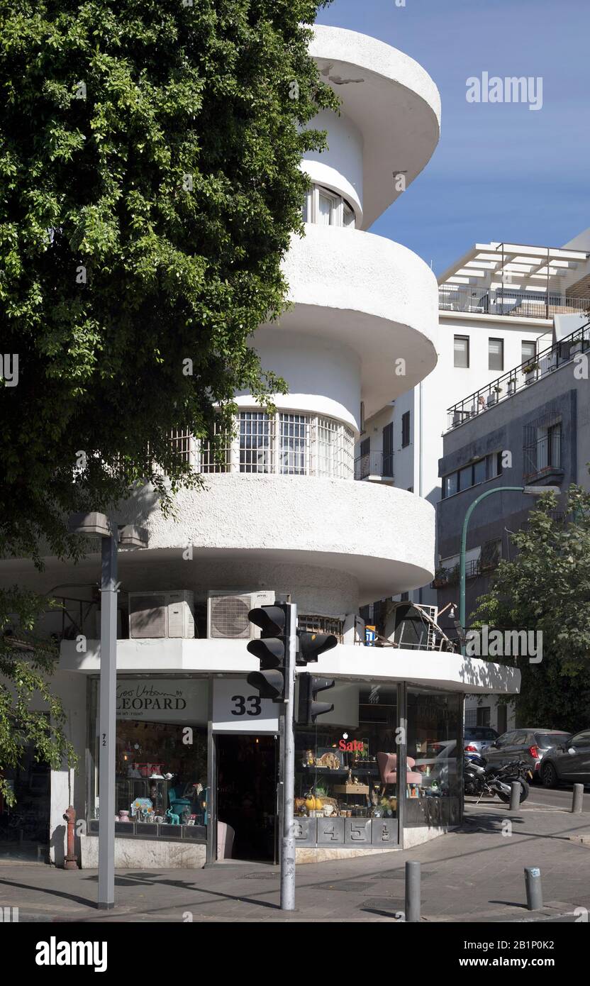 Edificio Bauhaus nel centro di Tel Aviv Foto Stock