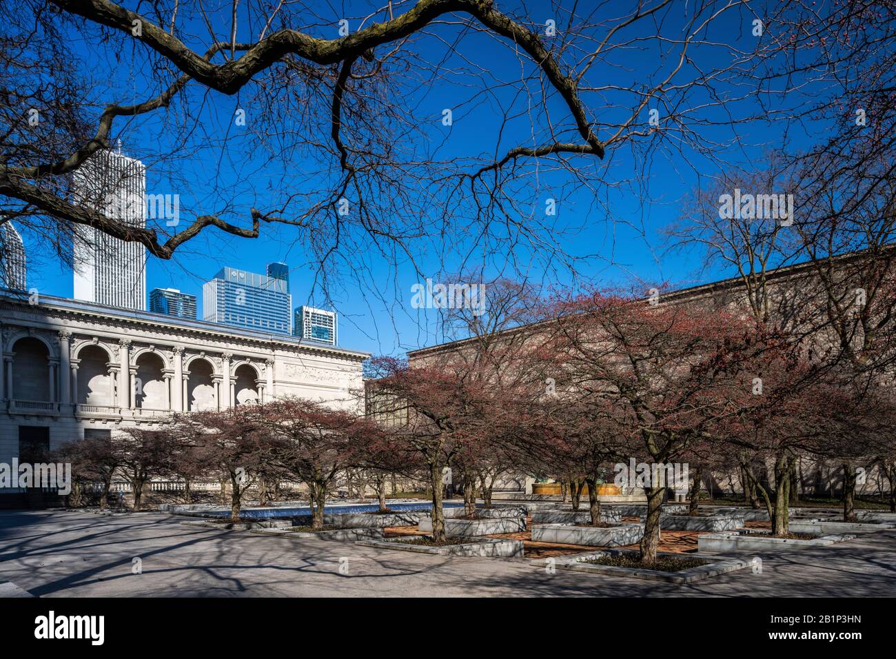 Art Institute of Chicago South Garden progettato da Dan Kiley Foto Stock