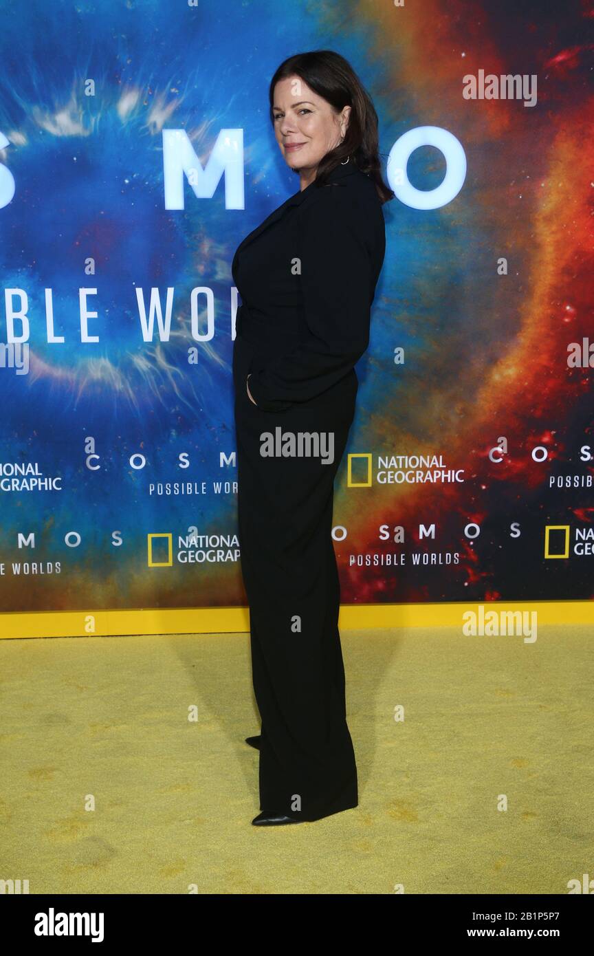 Westwood, Ca. 26th Feb, 2020. Marcia Gay Harden, presso la National Geographic's 'Cosmos: Possible Worlds' Los Angeles Premiere presso Royce Hall, UCLA a Westwood California il 26 febbraio 2020. Credito: Faye Sadou/Media Punch/Alamy Live News Foto Stock