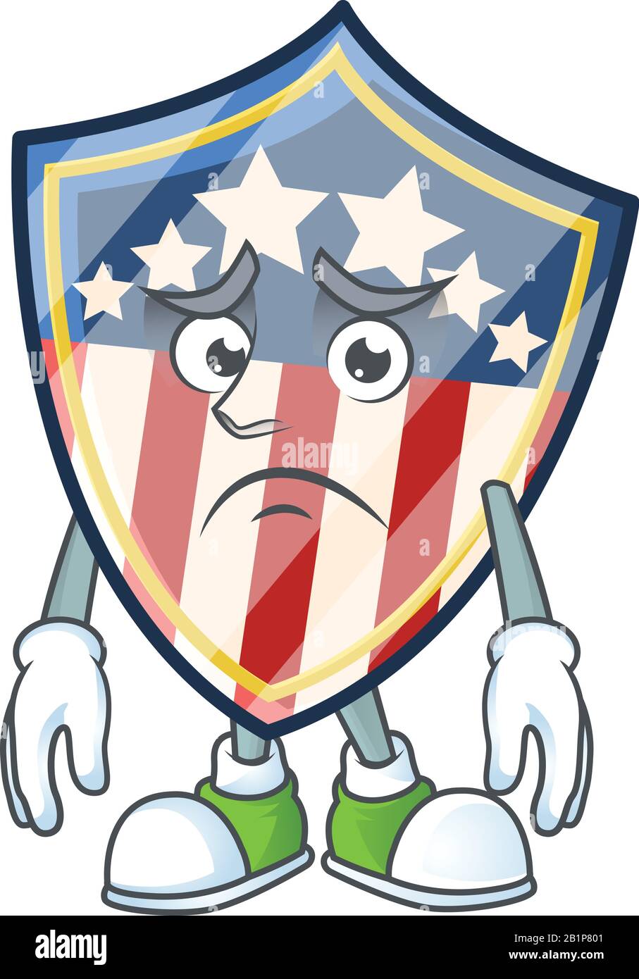 Personaggio dei cartoni animati di uno scudo vintage badge USA avere un  volto impaurito Immagine e Vettoriale - Alamy