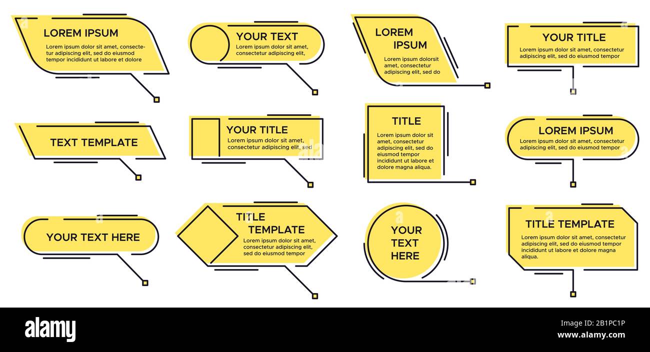 Titolo della didascalia. Chiama grafica di testo, titoli di layout infografici moderni e set di vettori casella di testo didascalie video Illustrazione Vettoriale