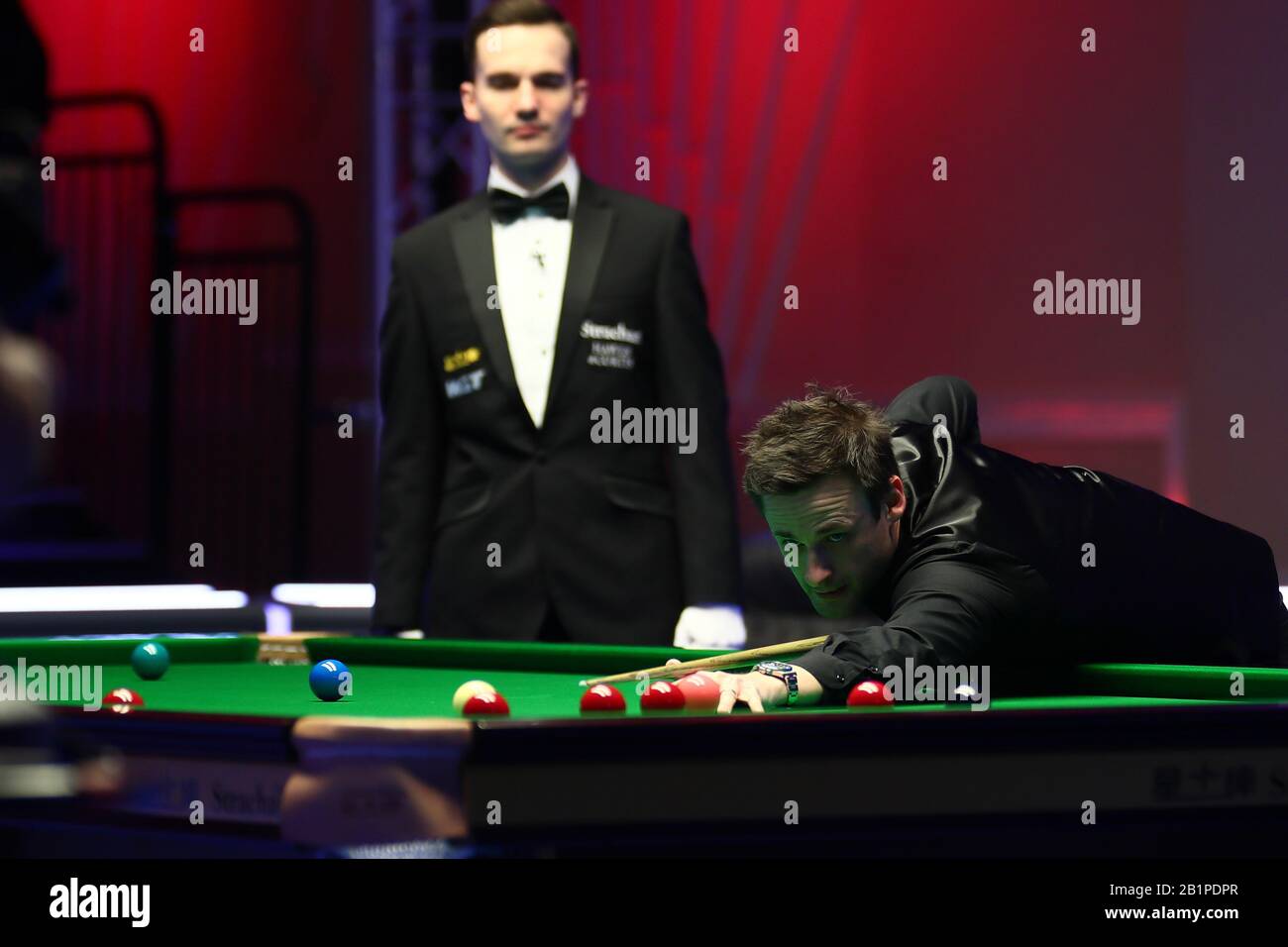 David Gilbert of England ha girato Shaun Murphy of England al primo round del 2020 Players Championship a Southport, Regno Unito, 26 febbraio 2020. Shaun Murphy d'Inghilterra sconfisse David Gilbert d'Inghilterra con 6-5. Foto Stock