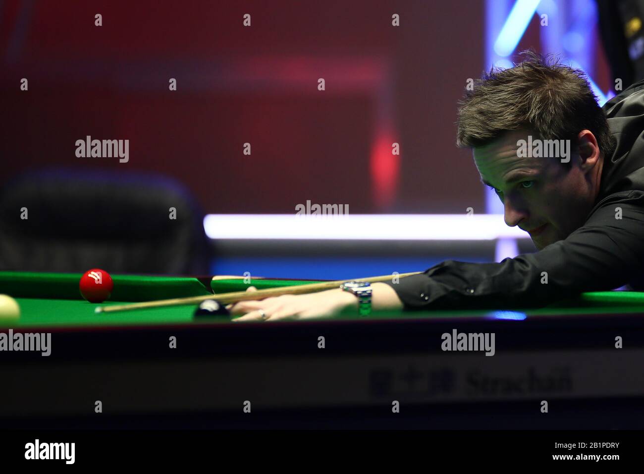 David Gilbert of England ha girato Shaun Murphy of England al primo round del 2020 Players Championship a Southport, Regno Unito, 26 febbraio 2020. Shaun Murphy d'Inghilterra sconfisse David Gilbert d'Inghilterra con 6-5. Foto Stock