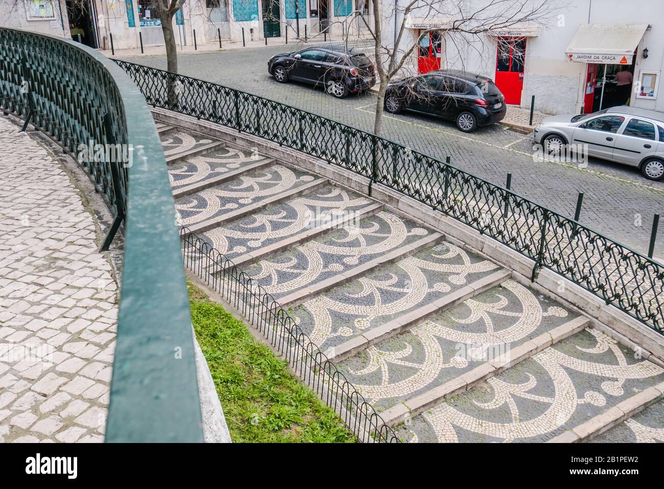 Scala portoghese con motivi tradizionali a Lisbona Portogallo Europa Foto Stock