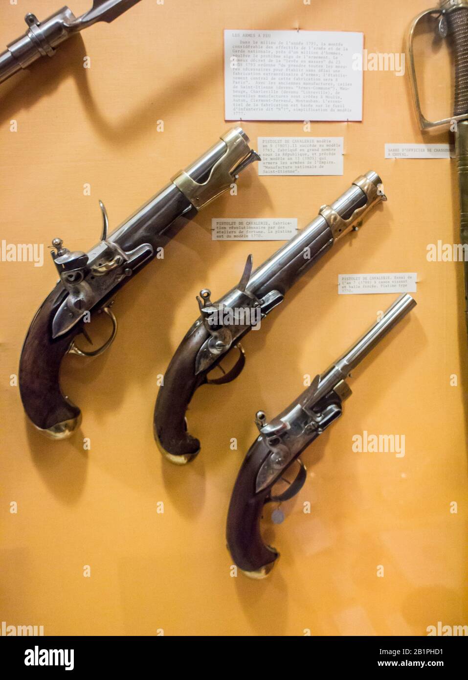 Musée de l'Emperi,Salon-de-Provence : Pistolets de cavalerie mod 1801,1799 e 1770 Foto Stock