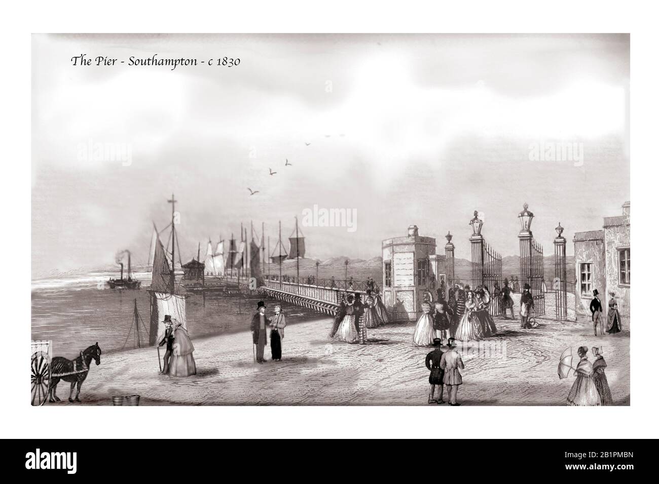 Southampton il Pier c1830 Original Design basato su un'incisione del 19th secolo Foto Stock