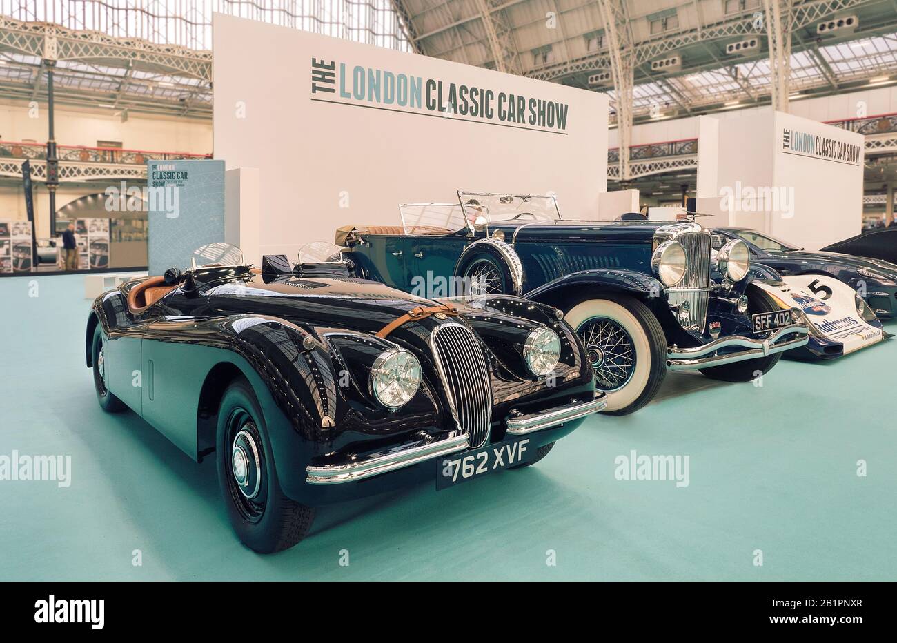 Jaguar XK120 in mostra al London Classic Car Show Olympia London 2020 Foto Stock