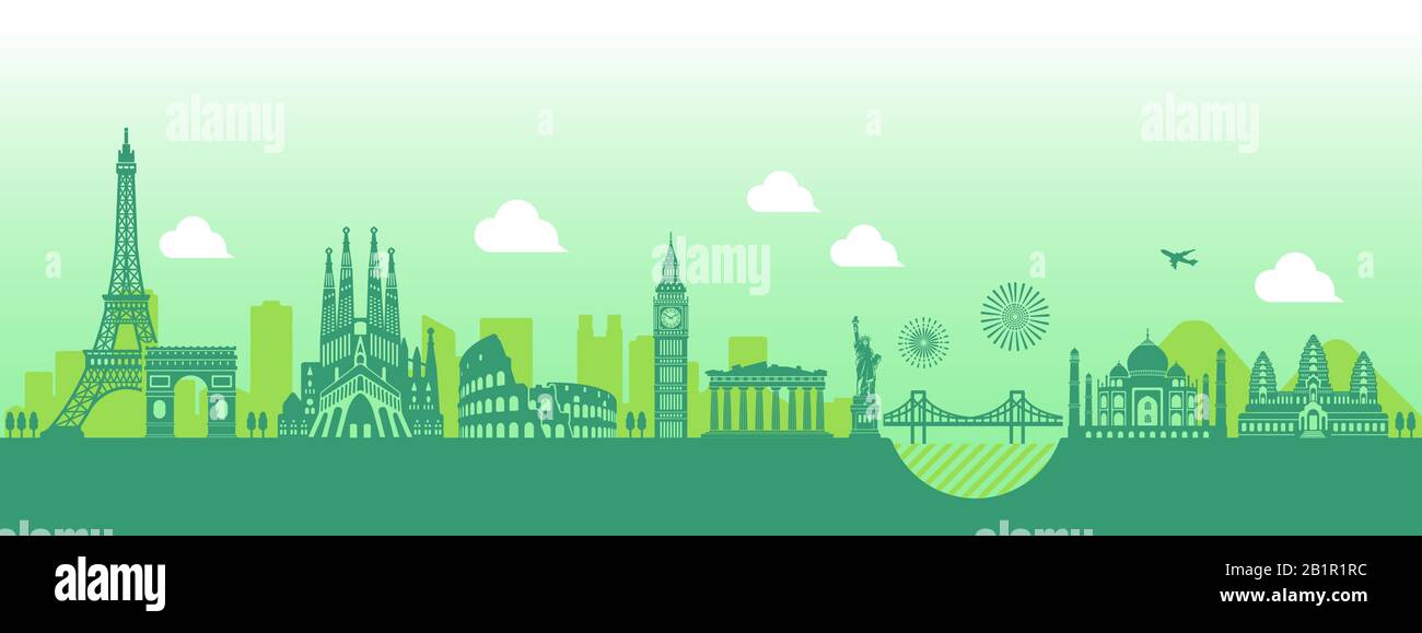 Patrimonio mondiale / edifici famosi simbolo illustrazione vettoriale ( fianco a fianco ) Illustrazione Vettoriale