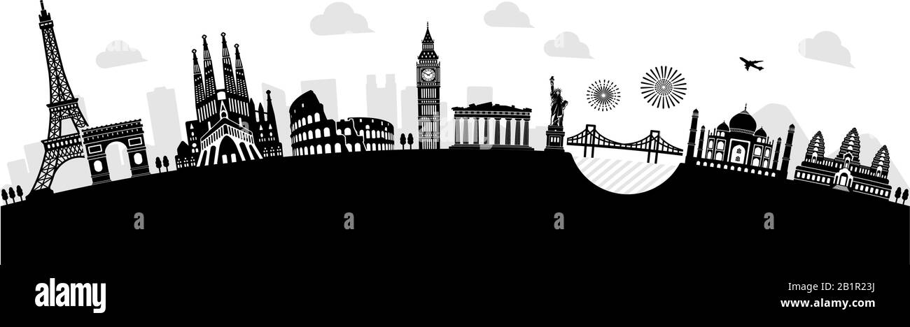 Patrimonio mondiale / edifici famosi pietra miliare illustrazione vettoriale ( tipo di arco ) Illustrazione Vettoriale