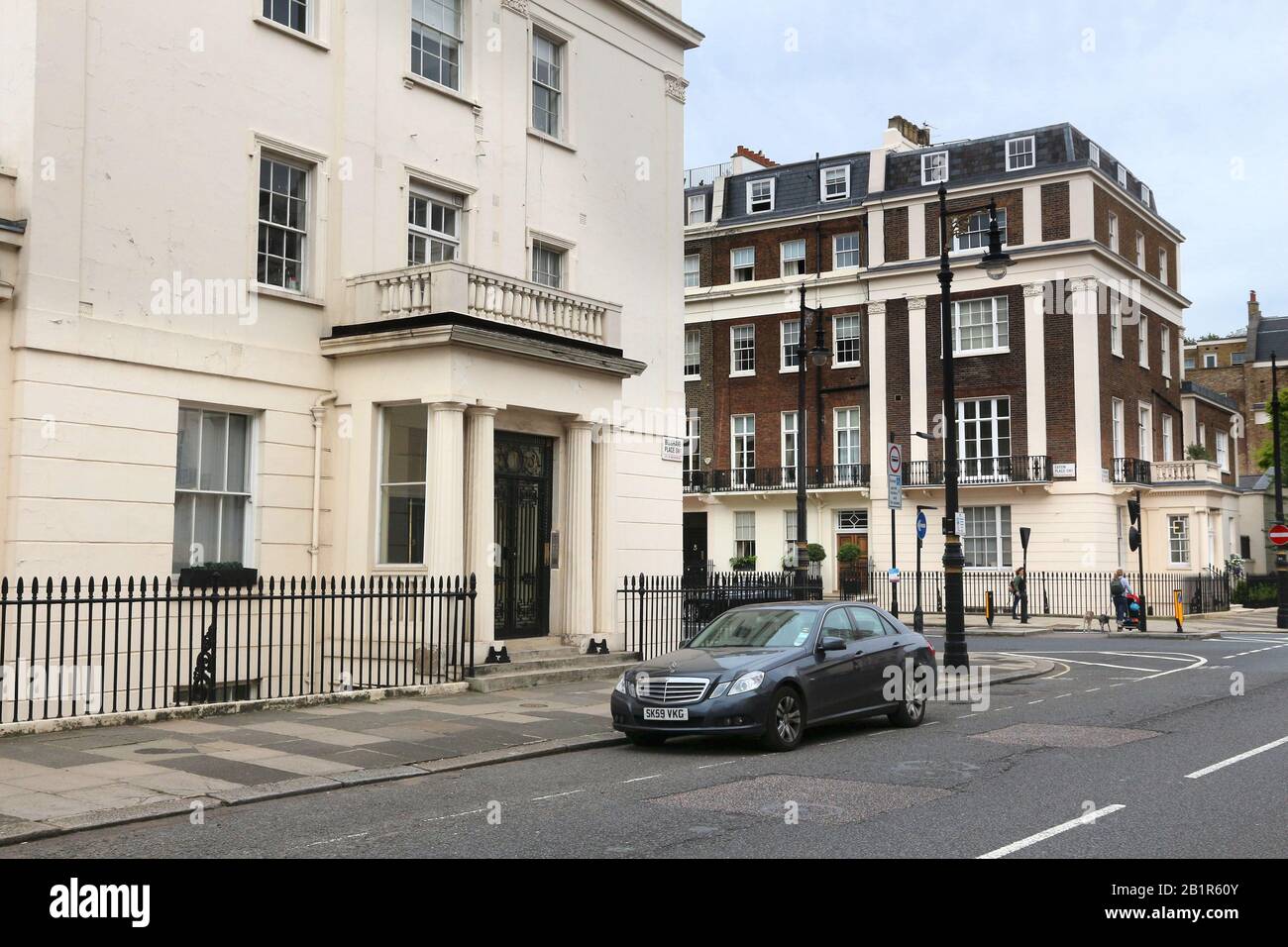 Londra, Regno Unito - 9 LUGLIO 2016: Quartiere di Belgravia a Londra. Belgravia è uno dei quartieri più ricchi del mondo, con extremely costoso testa reale Foto Stock