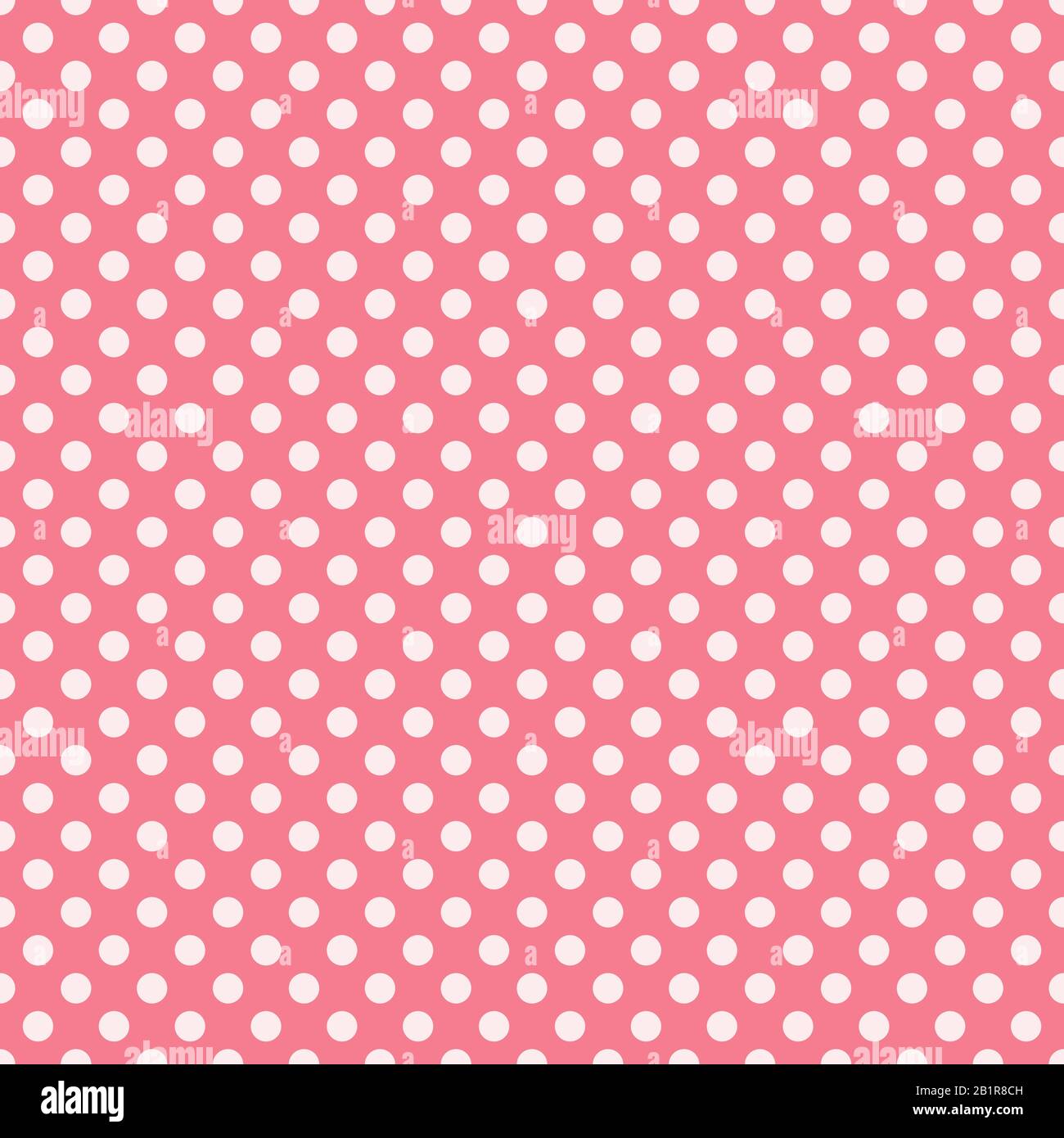 Vettore di pattern punti Polka. Bianco su rosa. Illustrazione Vettoriale