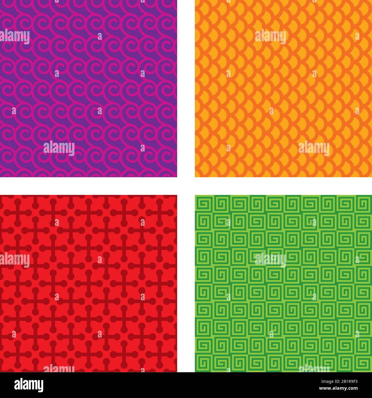 Set di quattro texture geometriche senza cuciture. Illustrazione Vettoriale