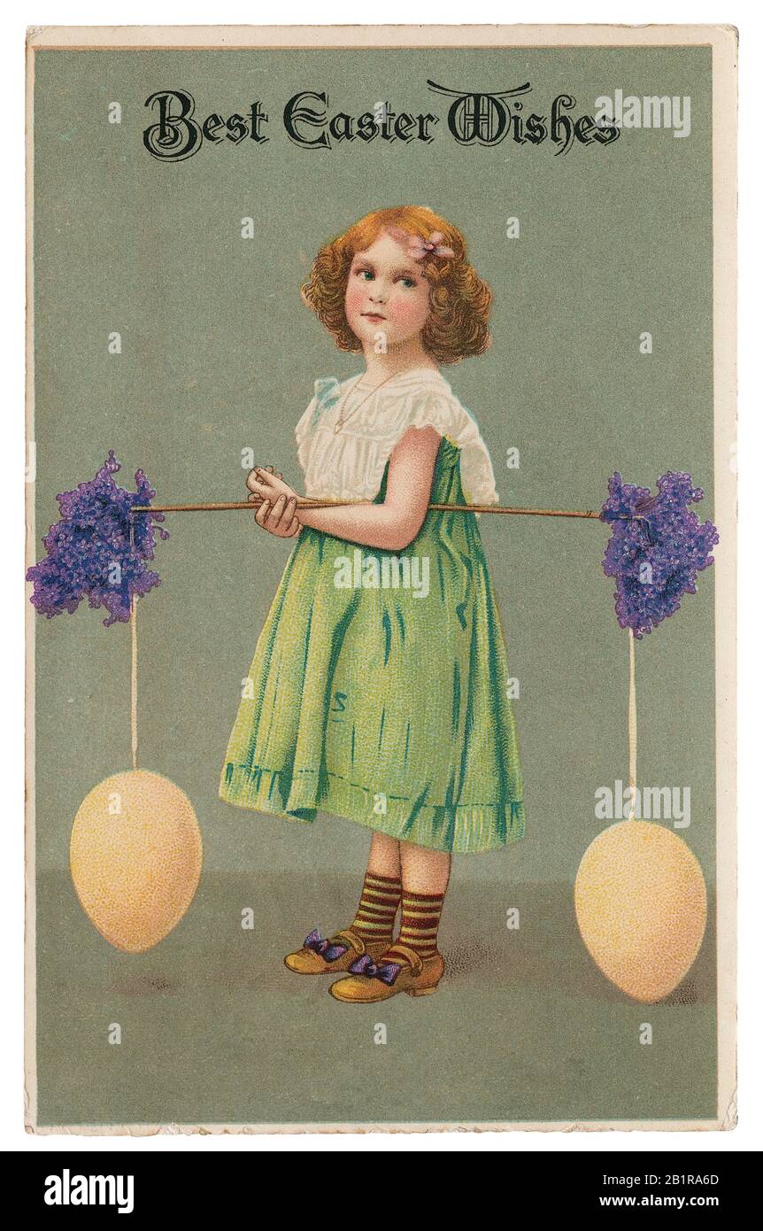 Cartolina vittoriana di Pasqua d'epoca Foto Stock