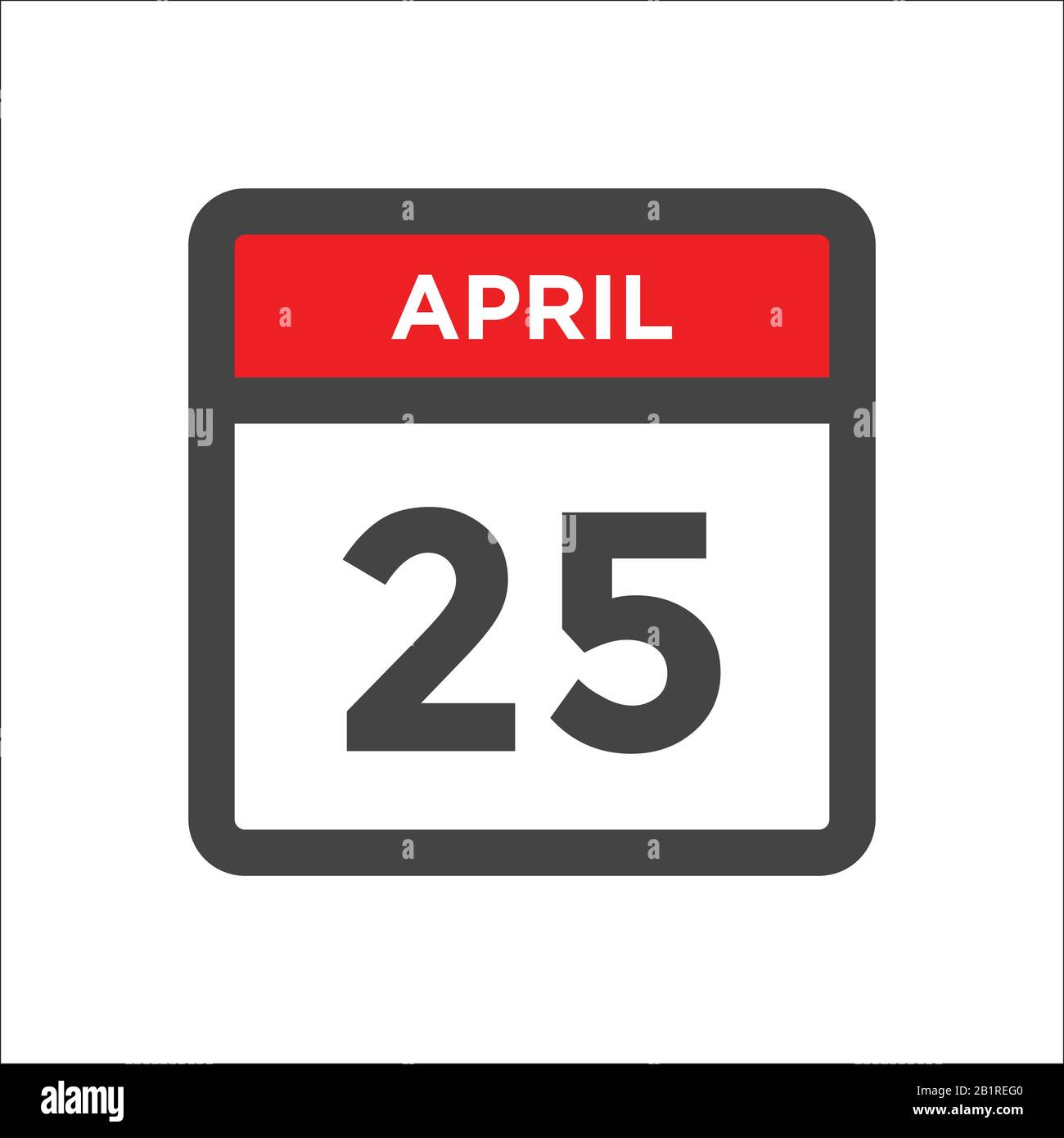 25 aprile icona calendario con giorno e mese Illustrazione Vettoriale