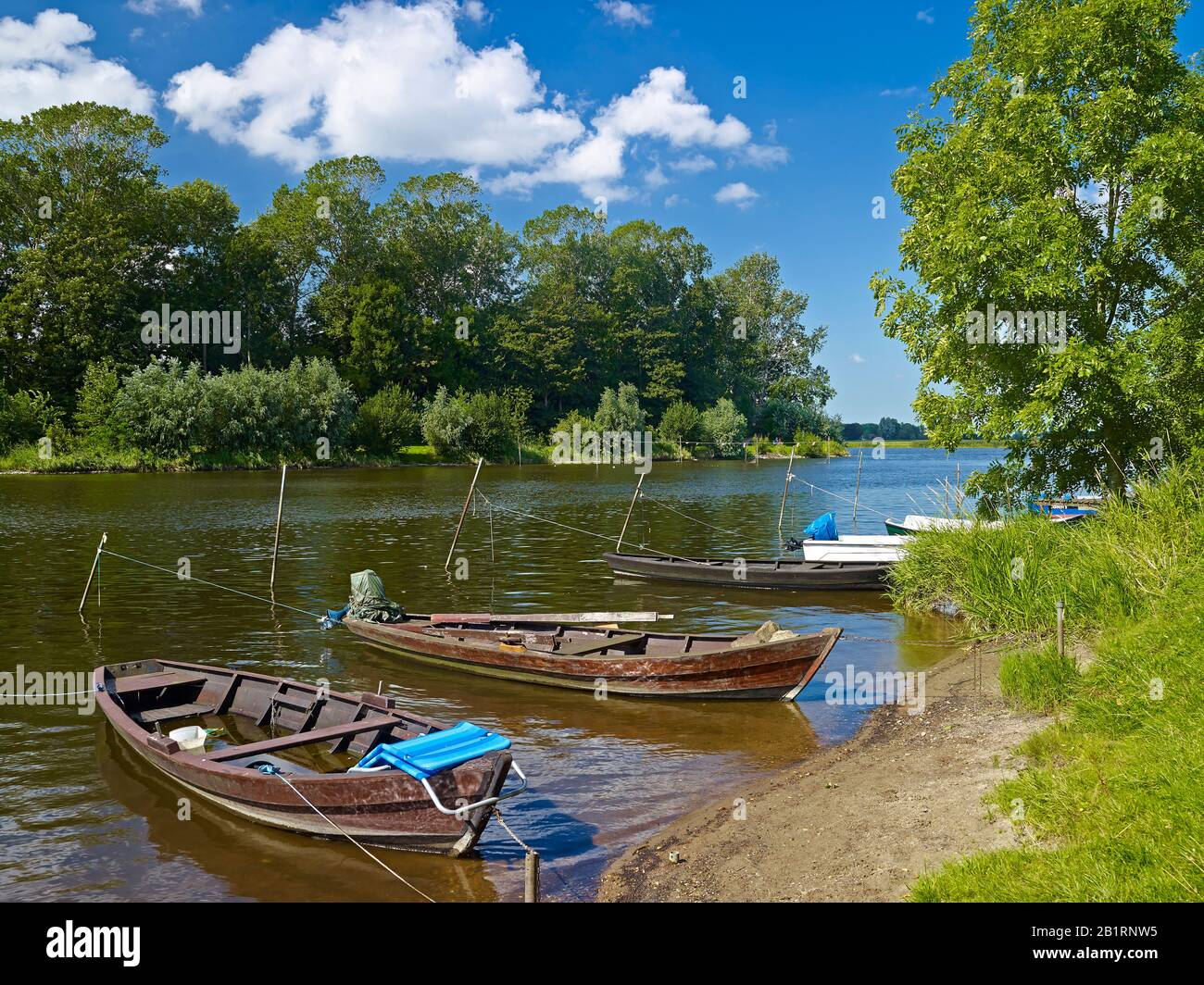 Barche a Friedrichstadt an der Treene, Nord Frisia, Schleswig-Holstein, Germania, Foto Stock