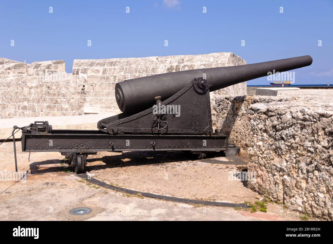 Cannone nel Castillo de San Salvador de la Punta, Malecon, l'Avana, Cuba, Caraibi, Foto Stock