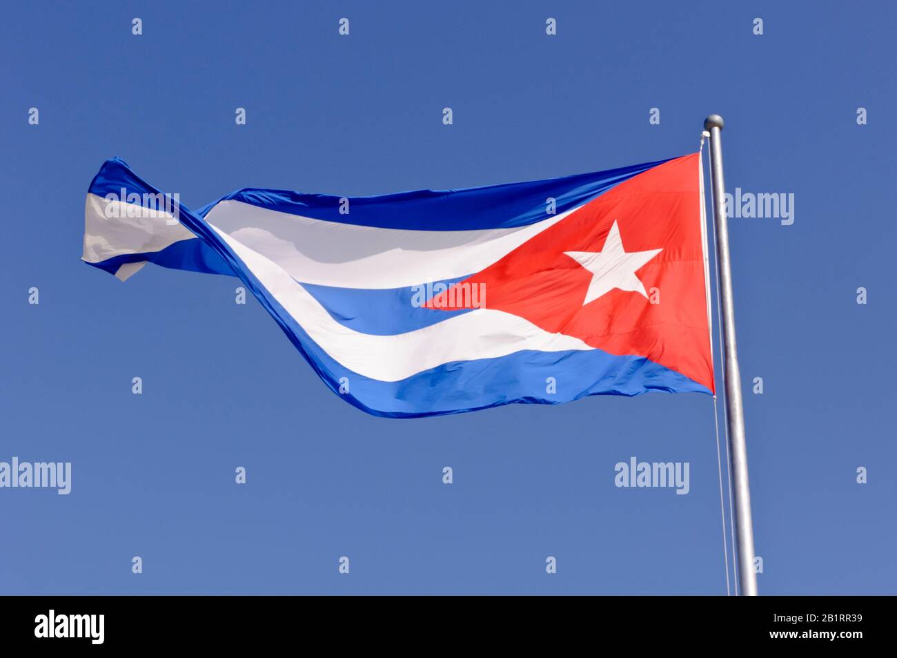 Bandiera cubana a Plaza de la Revolucion, l'Avana, Cuba, Caraibi, Foto Stock