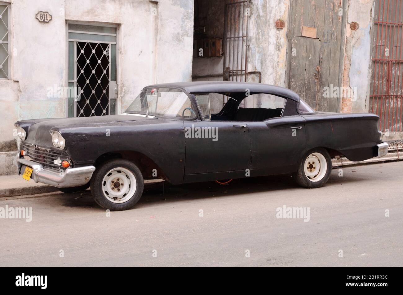 Black Chevrolet Bel Air, Havana, Cuba, Caraibi, Foto Stock
