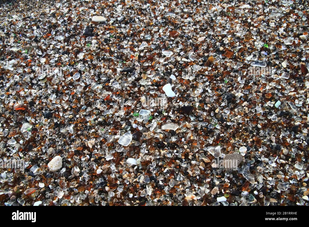 Spiaggia di vetro di mare, Spiaggia di vetro, Kauai, Hawaii, Stati Uniti Foto Stock
