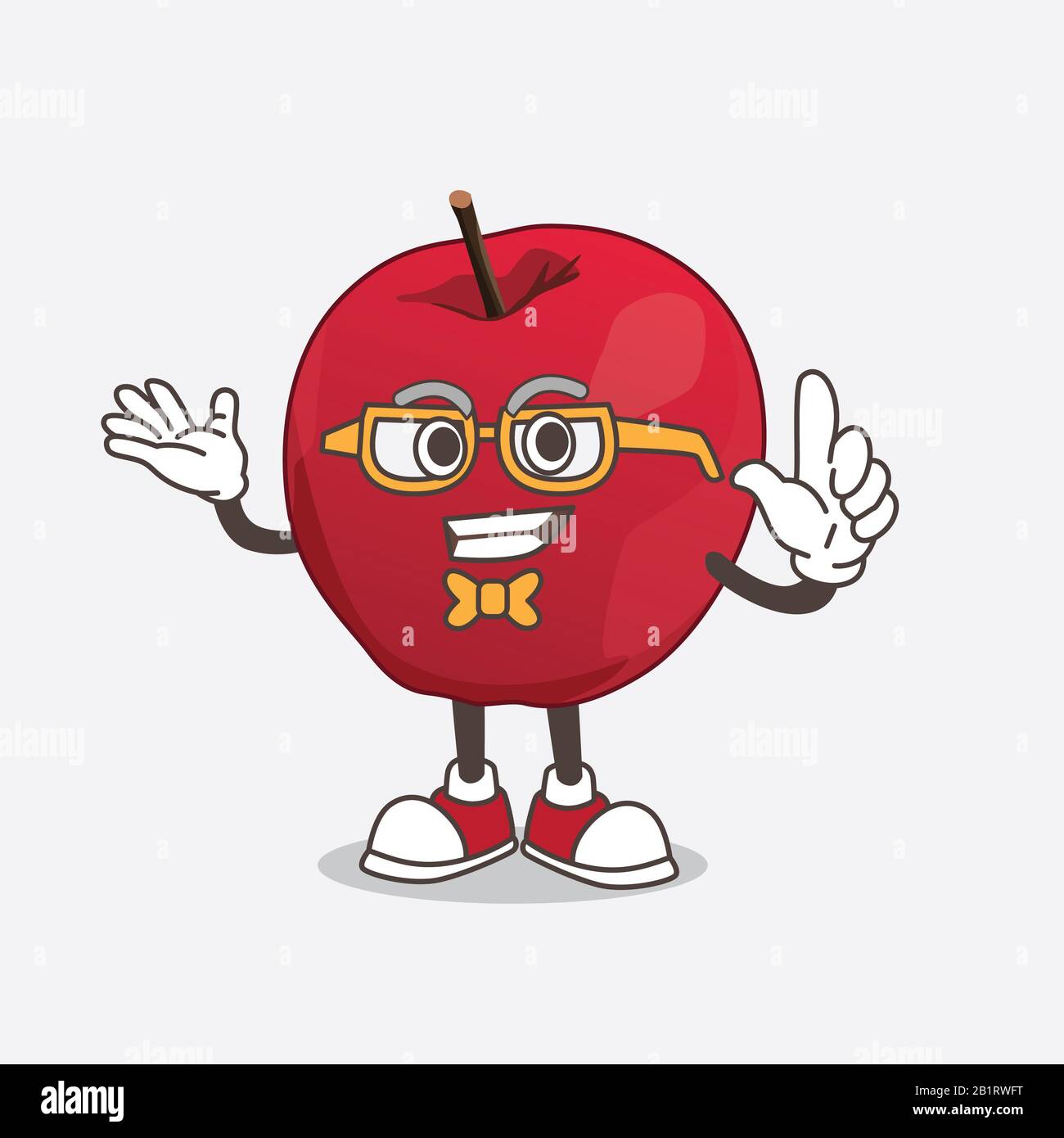 Personaggio Apple cartoon mascotte in stile geek Foto Stock