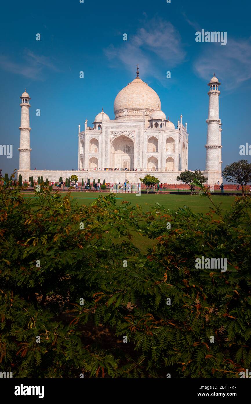 Taj Mahal monumento a Agra, India. Foto Stock