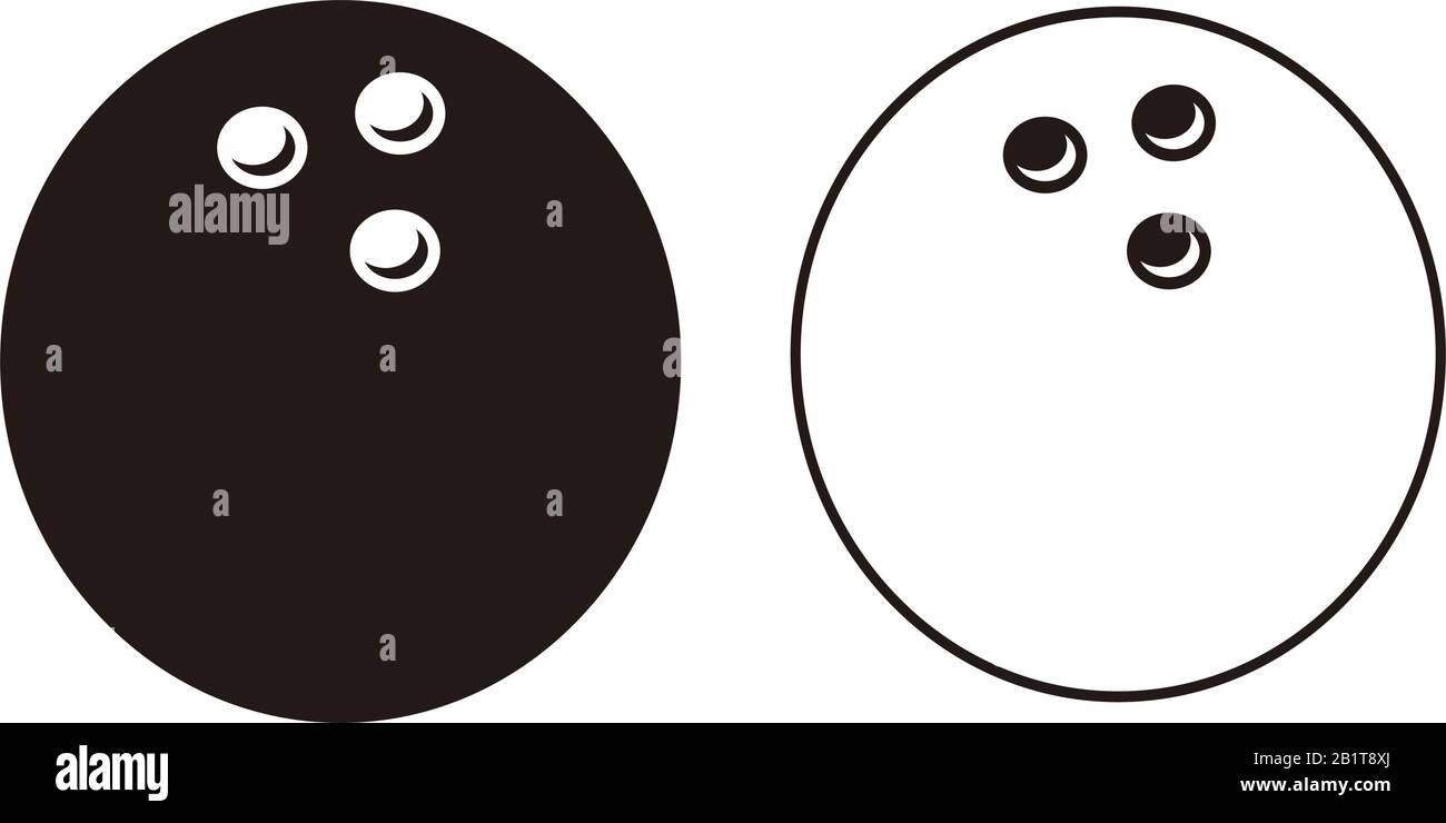 Palla da bowling palle sportive minimo flat line icona segno set isolato su sfondo bianco. Semplice illustrazione del vettore del logo per la grafica e il web design. Illustrazione Vettoriale