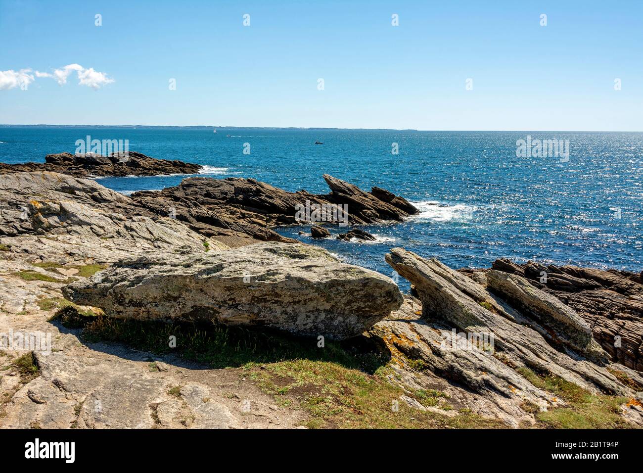 Côte Sauvage e oceano a Quiberon, Morbihan, Bretagne, Francia Foto Stock